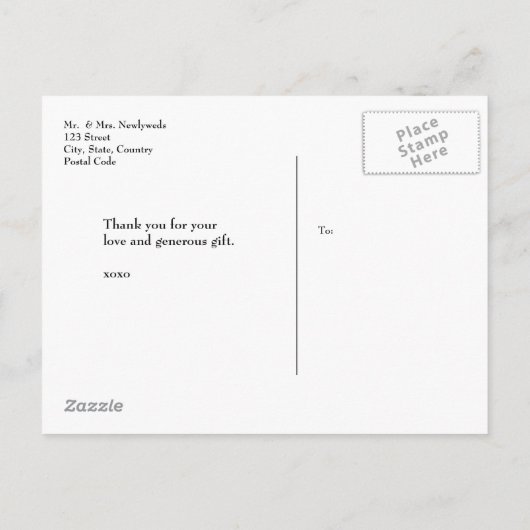 LOVE en BEDANKT Moderne foto's van het Manuscript Aankondigingskaart (Achterkant)