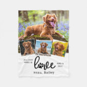 LOVE en DOG Custom 4 Photo Collage Fleece Deken (Voorkant)