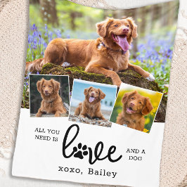 LOVE en DOG Custom 4 Photo Collage Fleece Deken