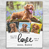 LOVE en DOG Custom 4 Photo Collage Fleece Deken