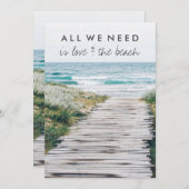 Love en het strand Eloped bruiloftsreceptie Kaart (Voorkant / Achterkant)