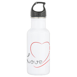 LOVE en rood hart Waterfles