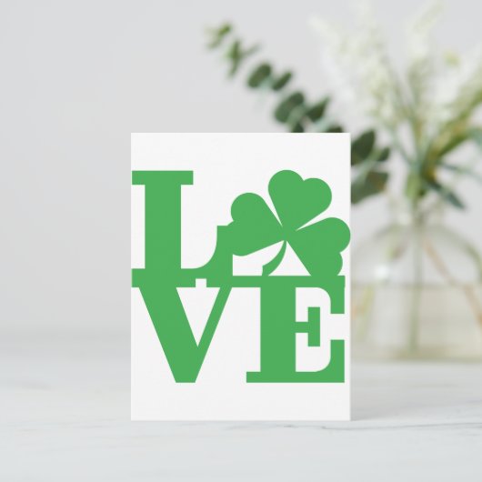 LOVE en Shamrocks Briefkaart (Staand voorkant)
