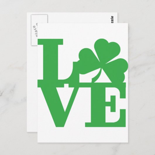 LOVE en Shamrocks Briefkaart (Voorkant / Achterkant)