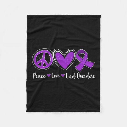 Love End Overdosis Paarse lint Overdosis Awareness Fleece Deken (Voorkant)