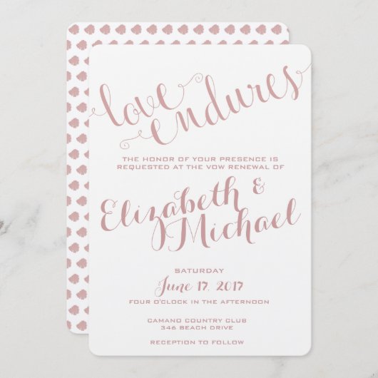 Love Endures Champagne Blush Jubileum Invitation Kaart (Voorkant / Achterkant)