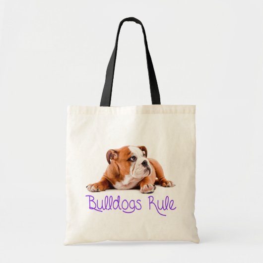 Love English Bulldog Puppy Dog Canvas tas (Voorkant)