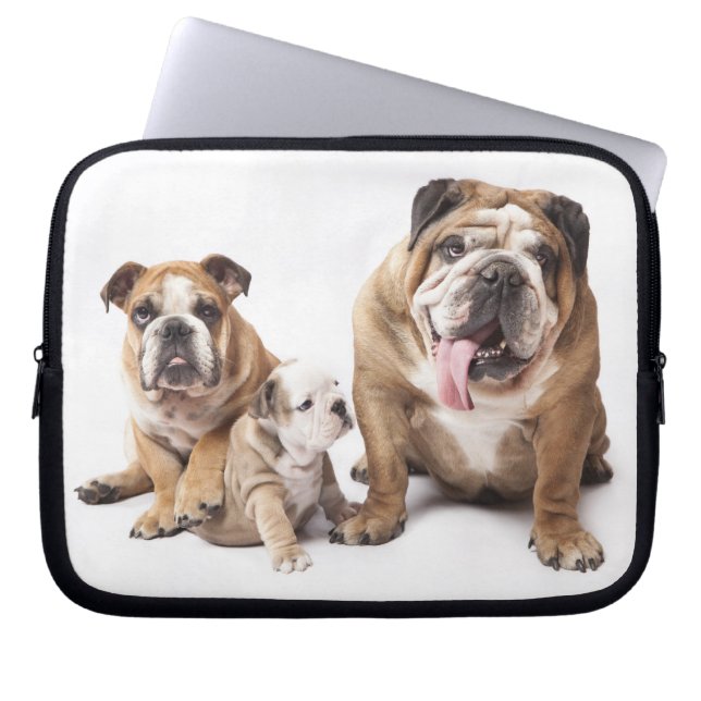 Love English Bulldog Puppy Dog Laptop Sleeve Hoesj (Voorkant)