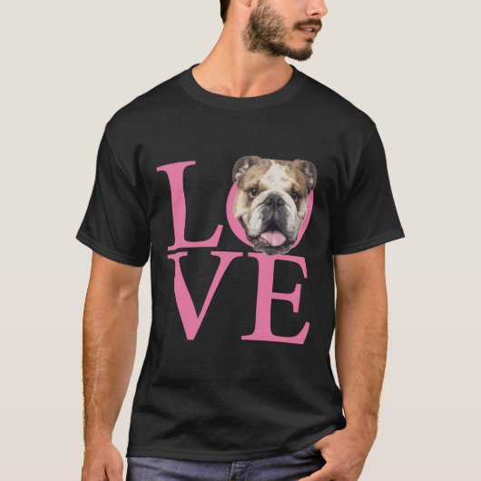 Love English Bulldog T-shirt (Voorkant)