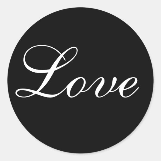 Love Envelope Sein Black and White Ronde Sticker (Voorkant)