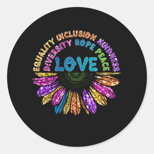 LOVE Equality Inclusion Diversity Hope Peace Ronde Sticker (Voorkant)