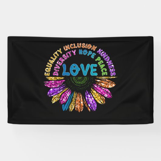 LOVE Equality Inclusion Diversity Hope Peace Spandoek (Horizontaal)