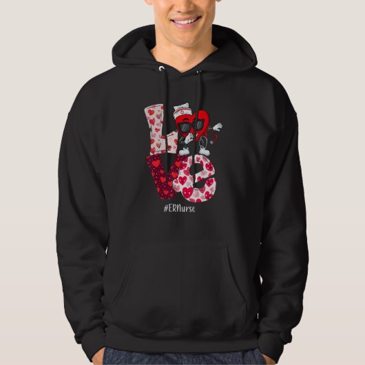 LOVE ER Emergency Nurse Valentine Day Dabbing Hear Hoodie (Voorkant)