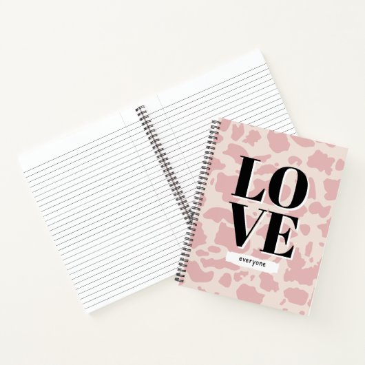 Love Everyone – Pink Animal Print Spiral Notitiebo Notitieboek (Binnen)