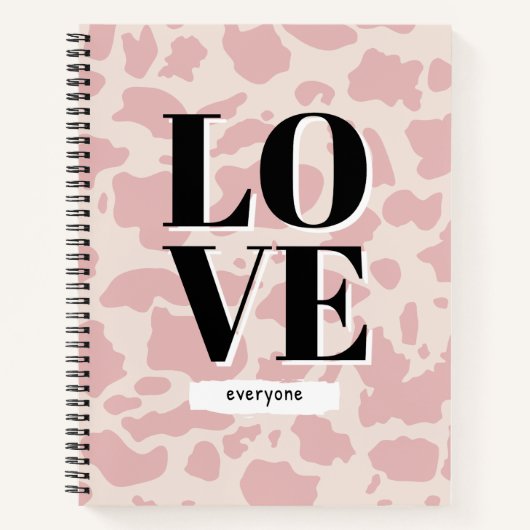 Love Everyone – Pink Animal Print Spiral Notitiebo Notitieboek (Voorkant)