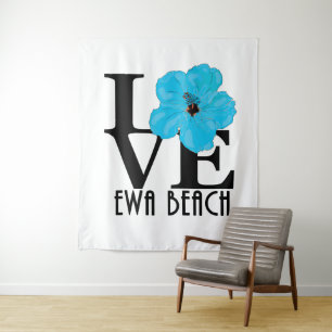 LOVE Ewa Beach Blue Hibiscus Wandkleed