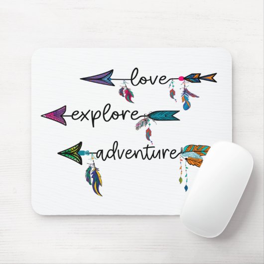 Love Explore Adventure Arrow Tribal Boho Design Muismat (Met muis)