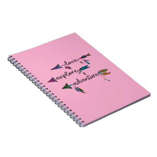 Love Explore Adventure Arrow Tribal Boho Design Notitieboek (Rechterzijde)