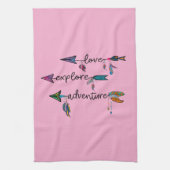 Love Explore Adventure Arrow Tribal Boho Design Theedoek (Verticaal)