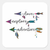 Love Explore Adventure Arrow Tribal Boho Design Vierkante Sticker (Voorkant)