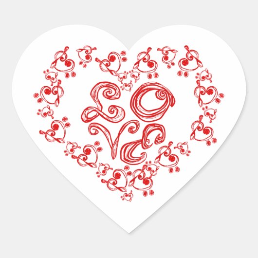 LOVE Fabric Font Red Letter Heart Treble Bass Clef Hart Sticker (Voorkant)