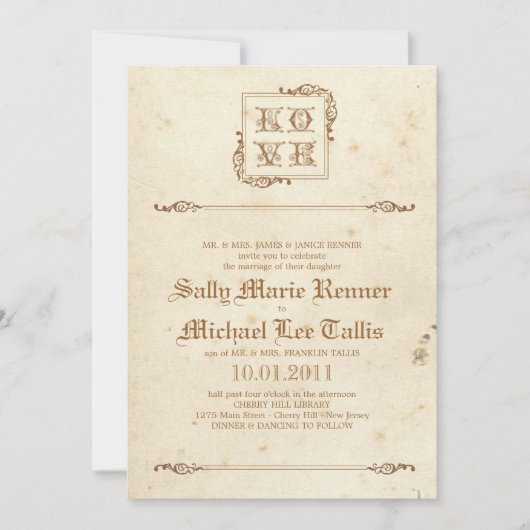 LOVE - Fairytale Storybook Invitation Kaart (Voorkant)