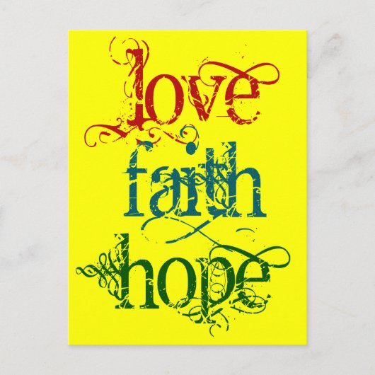 LOVE FAITH HOPE BRIEFKAART (Voorkant)