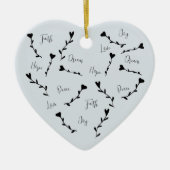 Love Faith Hope Joy Dream Peace in Blue Keramisch Ornament (Voorkant)
