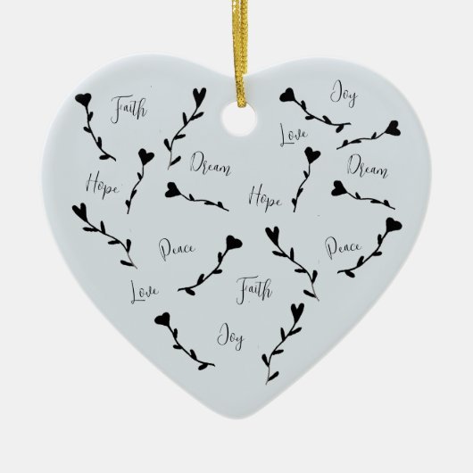 Love Faith Hope Joy Dream Peace in Blue Keramisch Ornament (Voorkant)