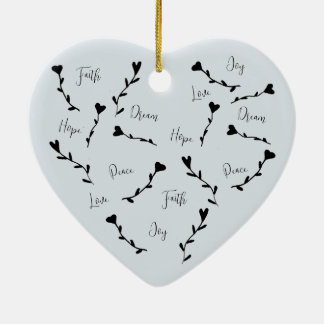 Love Faith Hope Joy Dream Peace in Blue Keramisch Ornament