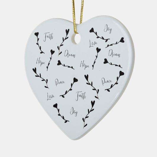 Love Faith Hope Joy Dream Peace in Blue Keramisch Ornament (Links)