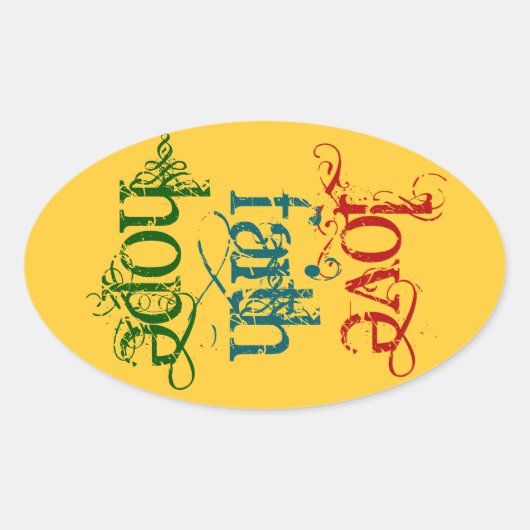 LOVE FAITH HOPE OVALE STICKER (Voorkant)
