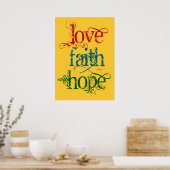LOVE FAITH HOPE POSTER (Keuken)