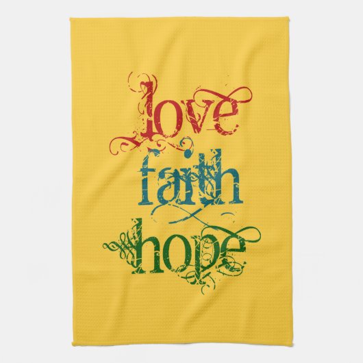LOVE FAITH HOPE THEEDOEK (Verticaal)