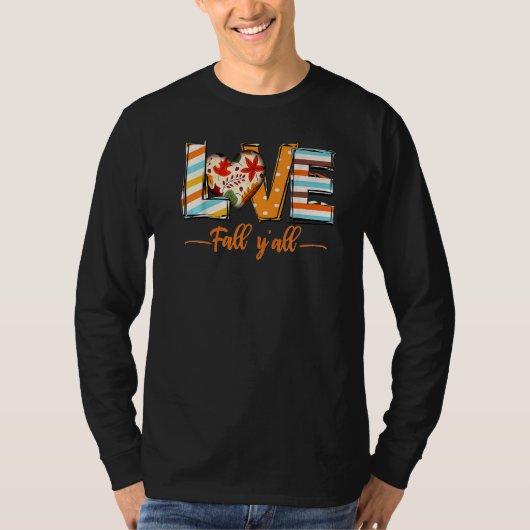 Love Fall Y'All Leopard Fall Pumpkin Thanksgiving T-shirt (Voorkant)