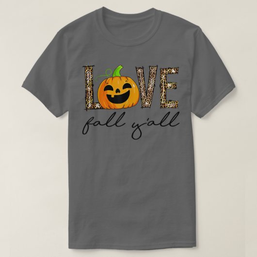 Love Fall Y'All Leopard Pumpkin Fall T-shirt (Design voorkant)