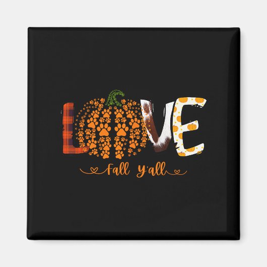 Love Fall Y'all Pumpkin Dog Paw Print Autumn Falli Magneet (Voorkant)