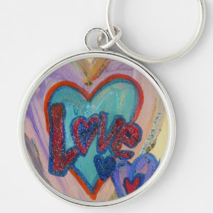Love Family Hearts Art Word Painting Sleutelhanger