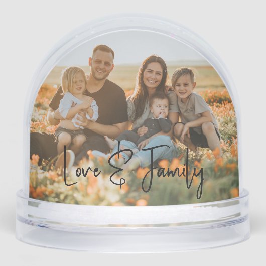 Love & Family Simple Modern Photo Template Custom Sneeuwbol (Voorkant)