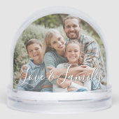 Love & Family Simple Modern Photo Template Custom Sneeuwbol (Voorkant)