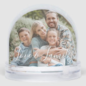 Love & Family Simple Modern Photo Template Custom Sneeuwbol (Achterkant)