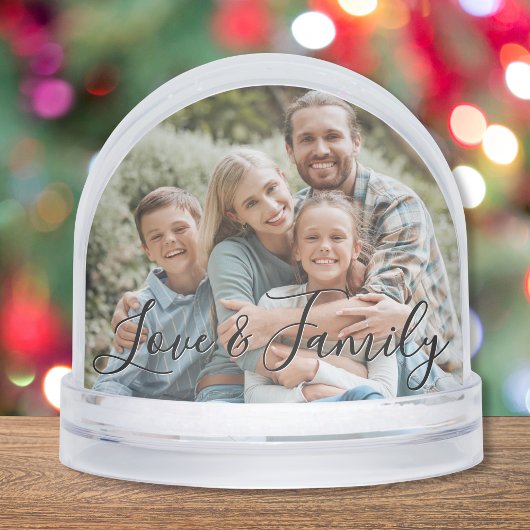 Love & Family Simple Modern Photo Template Custom Sneeuwbol