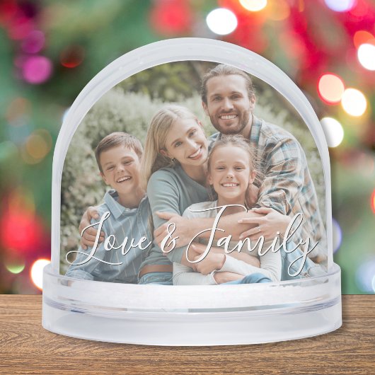 Love & Family Simple Modern Photo Template Custom Sneeuwbol