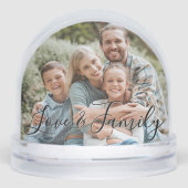 Love & Family Simple Modern Photo Template Custom Sneeuwbol (Voorkant)