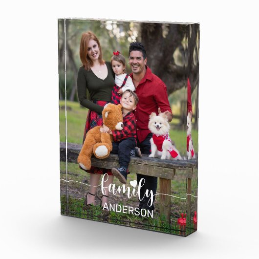 Love Family White Script Aangepaste verticale foto (Rechts)