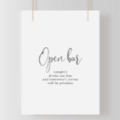 Love Fancy Script Weddenschap Open Bar Sign Poster