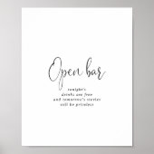 Love Fancy Script Weddenschap Open Bar Sign Poster (Voorkant)