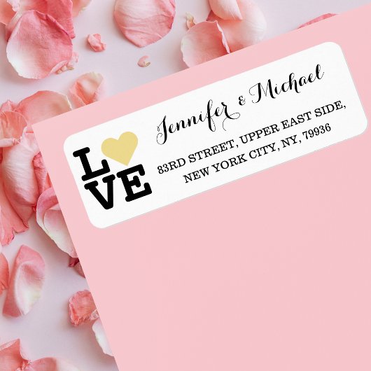 Love Faux Gold Heart Custom Wedding Valentijnsdag Etiket