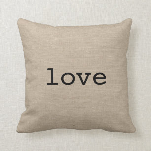 Love faux linen rustic chic jute burlap  kussen