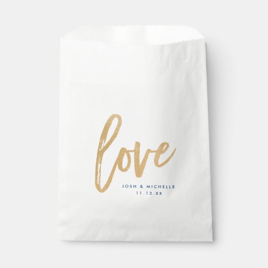 Love Favor Bag, Gold lettering, Weddenschap-tas Bedankzakje (Voorkant)